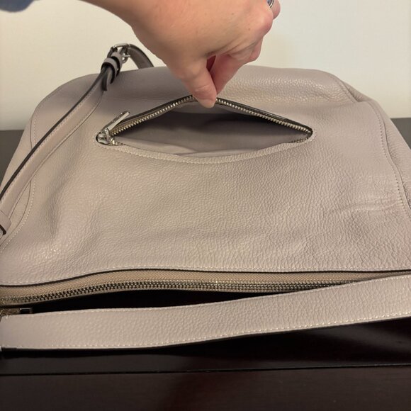 Coach Elle Hobo Taupe Gray Leather with Stardust Crystal Rivets - Picture 9 of 12